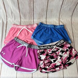 UNDER ARMOUR 4 Pair Shorts Bundle Girls Size Youth Medium